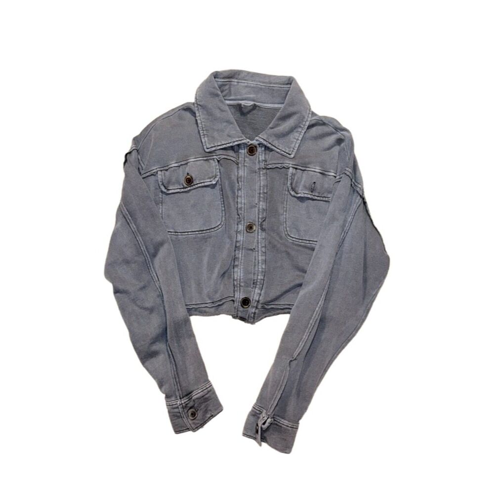 free people gray cotton chore coat